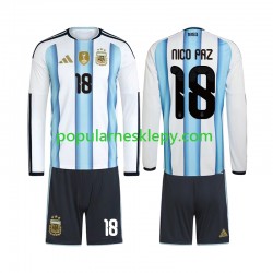 Koszulka Długi dla Dzieci Reprezentacji Argentyny Pierwszy strój Nico Paz 18 World Cup 2026