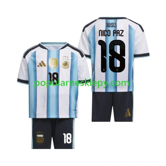 Koszulka Krótka dla Dzieci Reprezentacji Argentyny Pierwszy strój Nico Paz 18 World Cup 2026