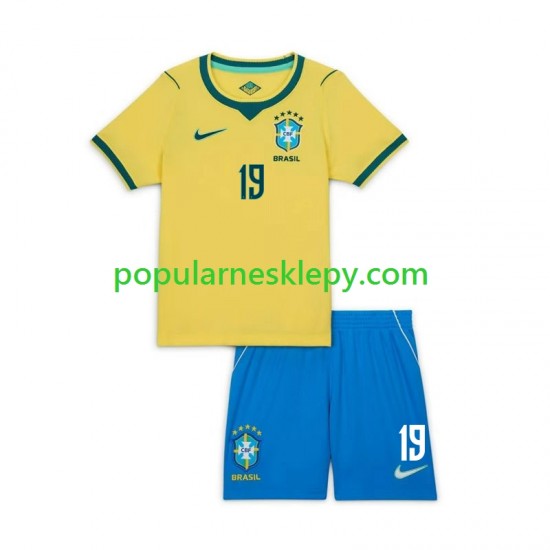 Koszulka Krótka dla Dzieci Reprezentacji Brazylii Pierwszy strój Endrick 19 World Cup 2026