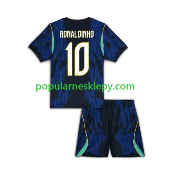 Koszulka Krótka dla Dzieci Reprezentacji Brazylii Drugi strój Ronaldinho 10 World Cup 2026 Koszulka Krótka dla Dzieci Reprezentacji Brazylii Drugi strój Ronaldinho 10 World Cup 2026