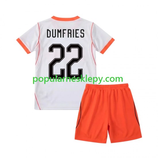 Koszulka Krótka dla Dzieci Reprezentacji Holandii Drugi strój Denzel Dumfries 22 World Cup 2026