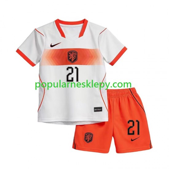 Koszulka Krótka dla Dzieci Reprezentacji Holandii Drugi strój Denzel Dumfries 22 World Cup 2026