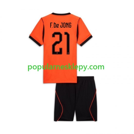 Koszulka Krótka dla Dzieci Reprezentacji Holandii Pierwszy strój Frenkie de Jong 21 World Cup 2026