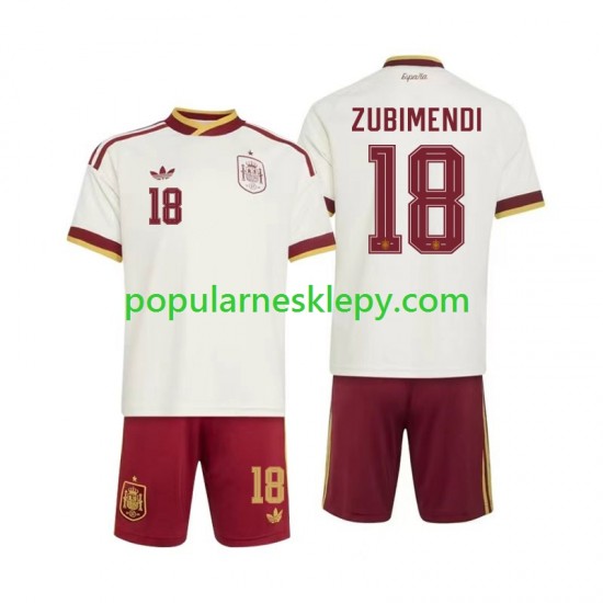 Koszulka Krótka dla Dzieci Reprezentacji Hiszpanii Drugi strój Martin Zubimendi 18 World Cup 2026