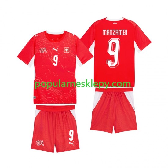 Koszulka Krótka dla Dzieci Reprezentacji Szwajcarii Pierwszy strój Johan Manzambi 9 World Cup 2026