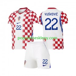 Koszulka Krótka dla Dzieci Reprezentacji Chorwacji Pierwszy strój Luka Vuskovic 22 World Cup 2026