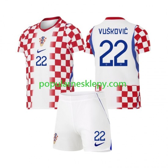 Koszulka Krótka dla Dzieci Reprezentacji Chorwacji Pierwszy strój Luka Vuskovic 22 World Cup 2026