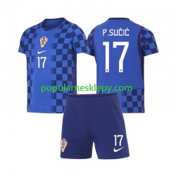 Koszulka Krótka dla Dzieci Reprezentacji Chorwacji Drugi strój Petar Sucic 17 World Cup 2026