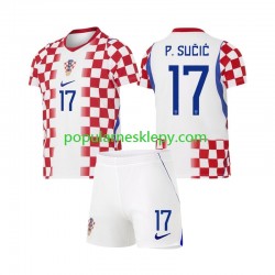 Koszulka Krótka dla Dzieci Reprezentacji Chorwacji Pierwszy strój Petar Sucic 17 World Cup 2026