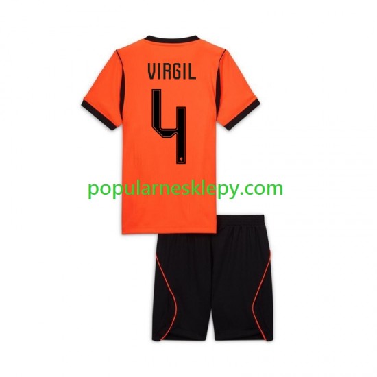 Koszulka Krótka dla Dzieci Reprezentacji Holandii Pierwszy strój Virgil van Dijk 4 World Cup 2026