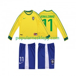 Koszulka Długi dla Dzieci Reprezentacji Brazylii Pierwszy strój RONALDINHO 11 Retro 1998