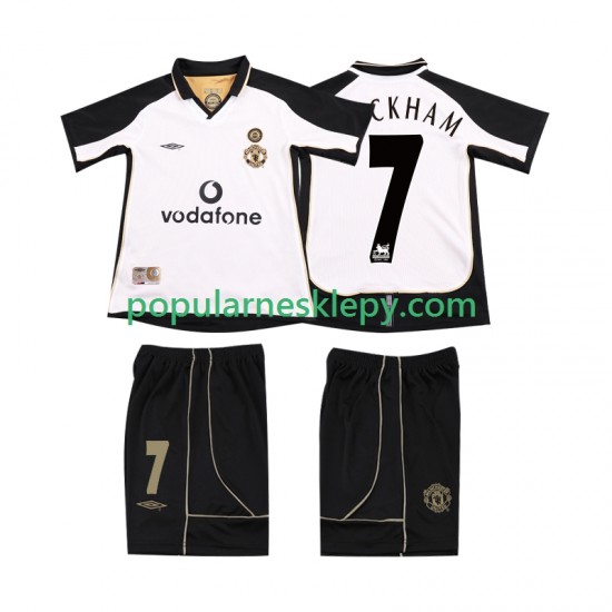 Krótka dla Dzieci Manchester United Drugi strój BECKHAM 7 Anniversary Football Shirt 2001 2002