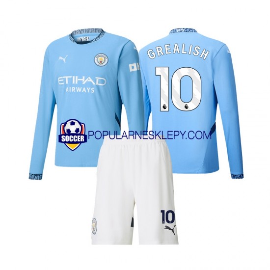 Koszulka Długi dla Dzieci Manchester City Pierwszy strój Jack Grealish 10 2024-2025 Koszulka Długi dla Dzieci Manchester City Pierwszy strój Jack Grealish 10 2024-2025